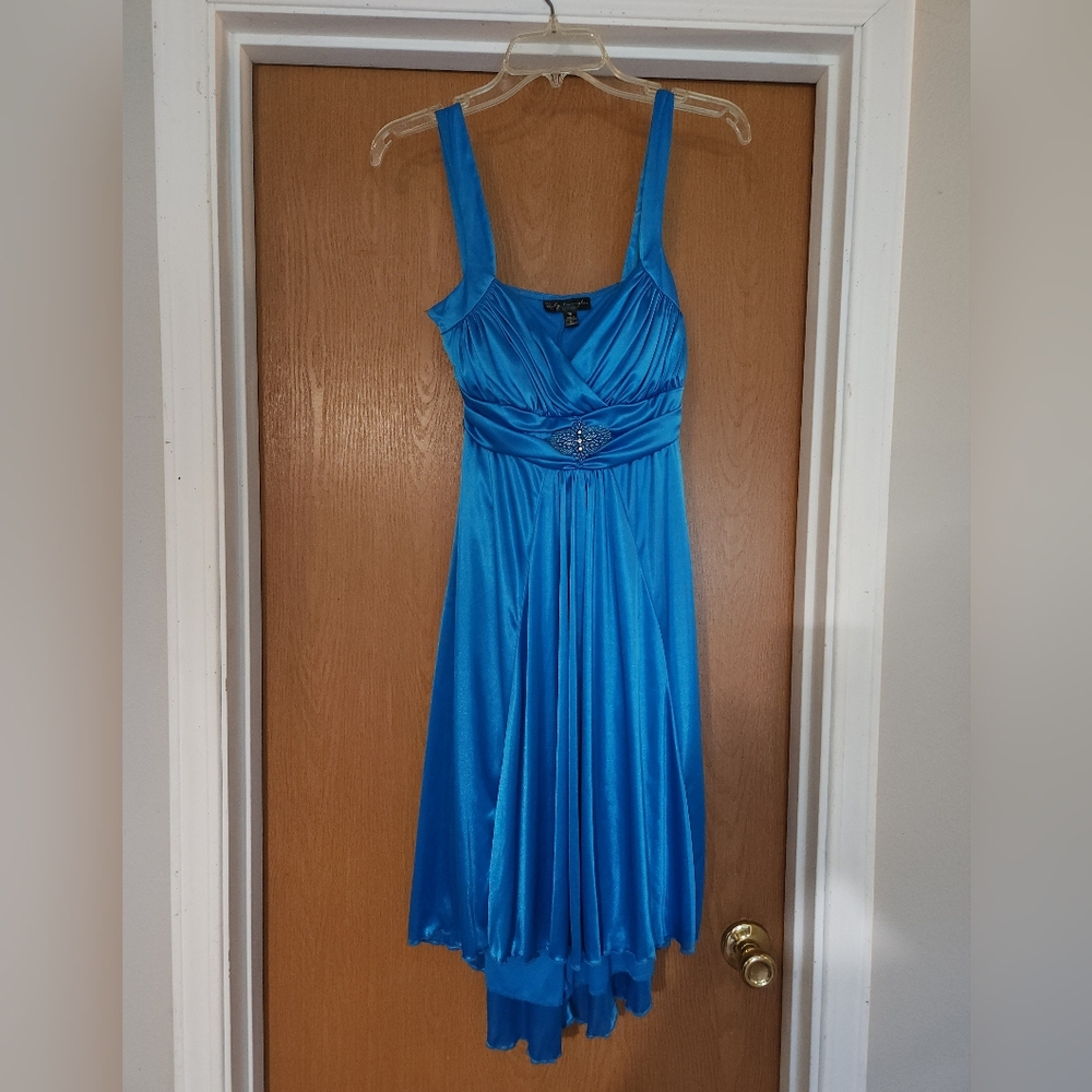 Blue silky dress
